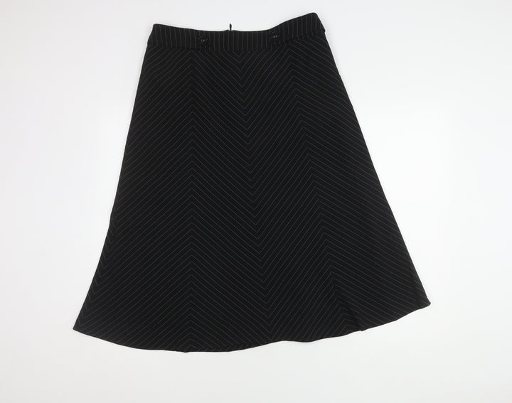 Volonté Women's Black A-Line Striped Midi Skirt Size 14