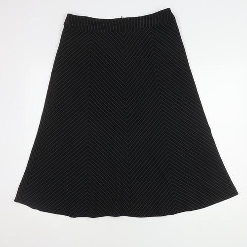 Volonté Women's Black A-Line Striped Midi Skirt Size 14