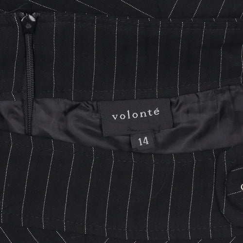 Volonté Women's Black A-Line Striped Midi Skirt Size 14