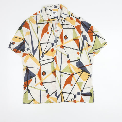 Zara Men's Multicoloured Geometric Shirt M