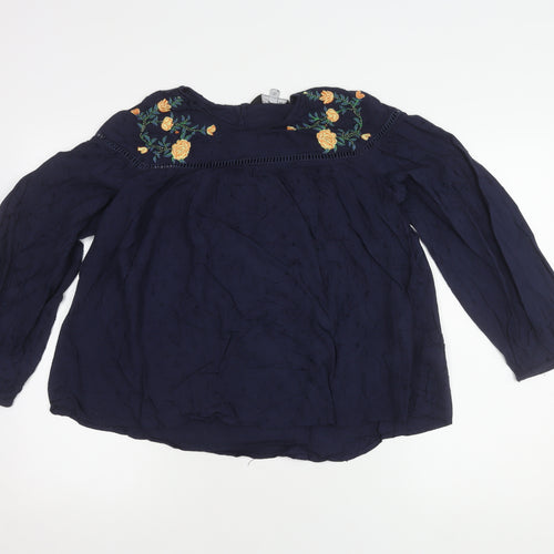 Dorothy Perkins Women's Embroidered Blue Blouse Size 10