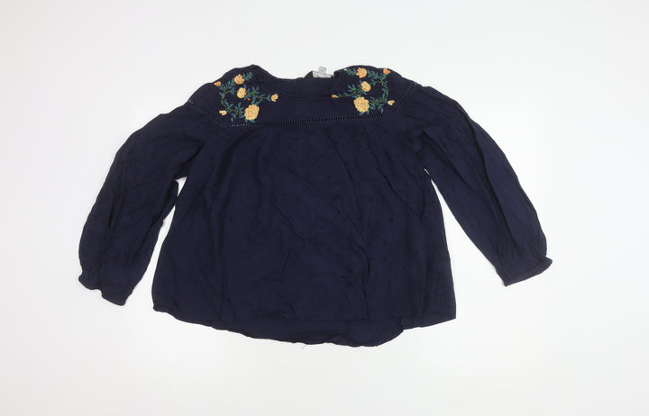 Dorothy Perkins Women's Embroidered Blue Blouse Size 10