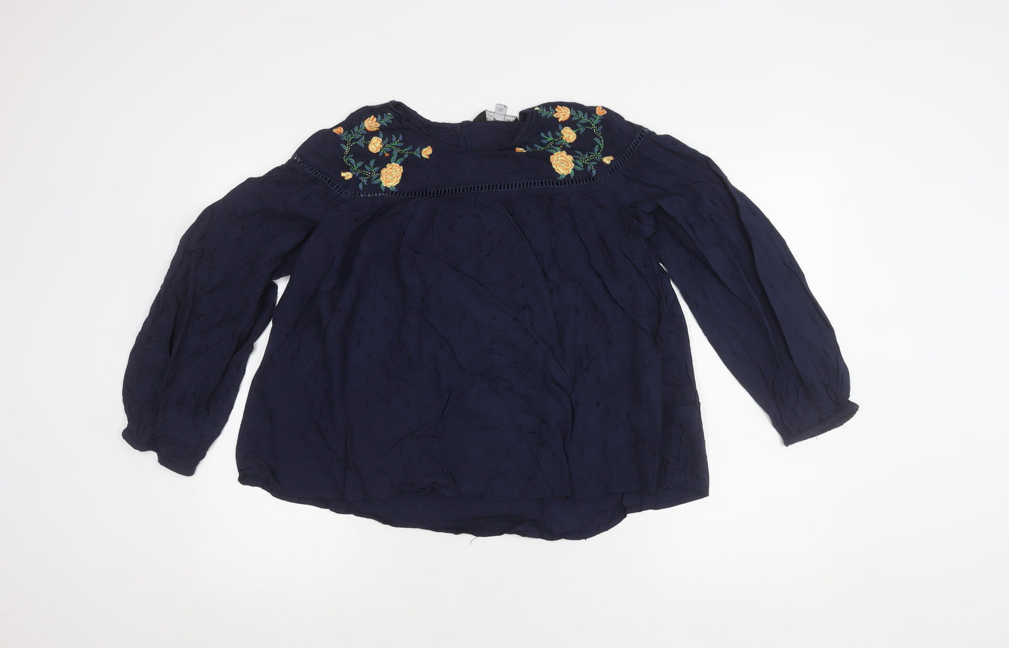 Dorothy Perkins Women's Embroidered Blue Blouse Size 10