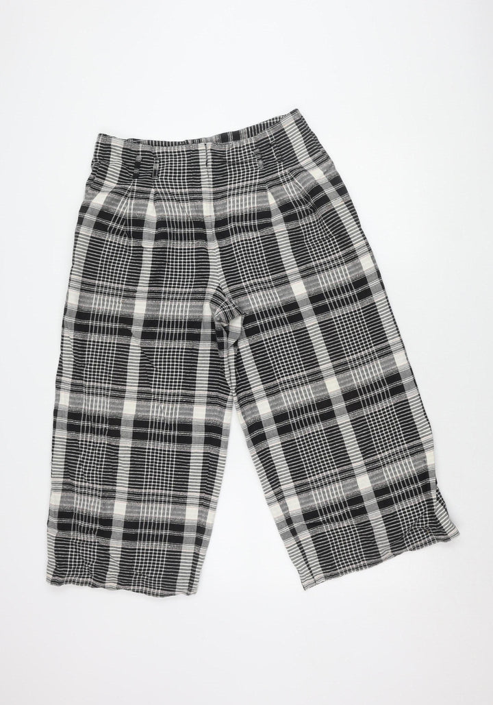 Anthropologie Women's Black Plaid Cropped Trousers 10