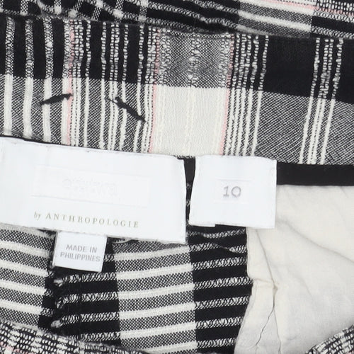 Anthropologie Women's Black Plaid Cropped Trousers 10