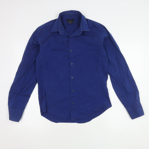 Zara Men Blue Extra-Slim Fit Long Sleeve Shirt L