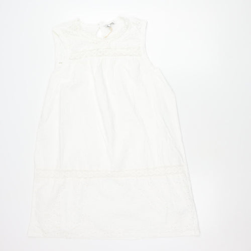 Next Women's White Cotton Sleeveless Dress Size 16