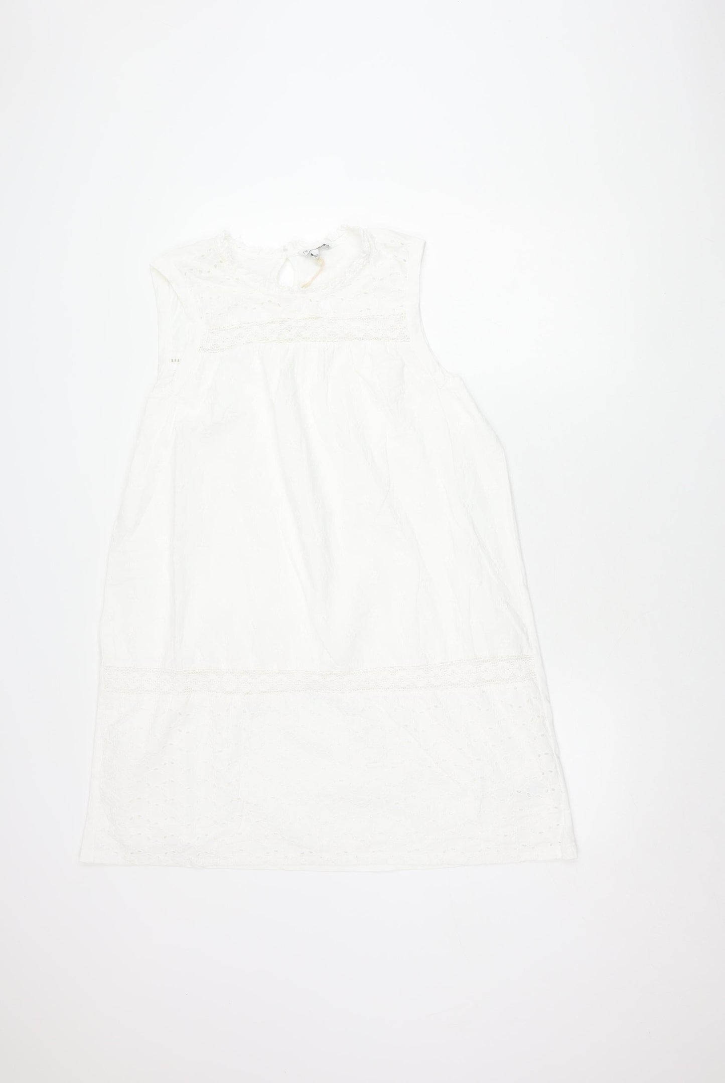 Next Women's White Cotton Sleeveless Dress Size 16