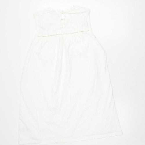 Next Women's White Cotton Sleeveless Dress Size 16