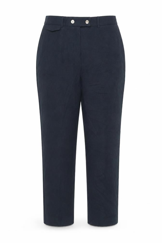 Front view of Next Women's Green Trousers, size 12, with Button Closure