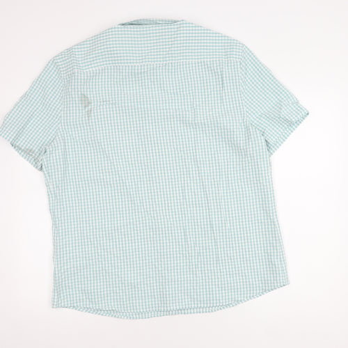 Marks and Spencer Men's Blue Check XL Button-Up Shirt