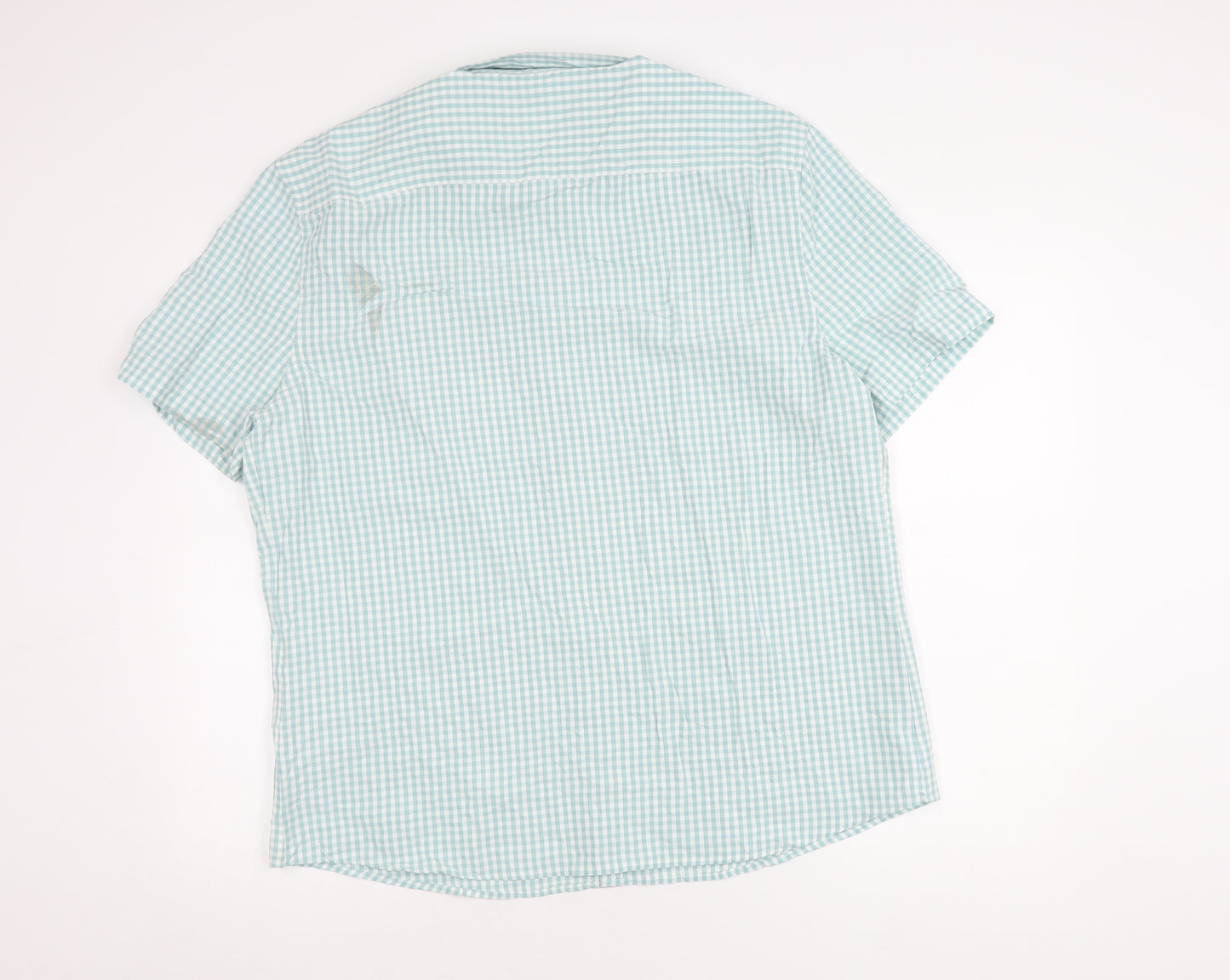 Marks and Spencer Men's Blue Check XL Button-Up Shirt