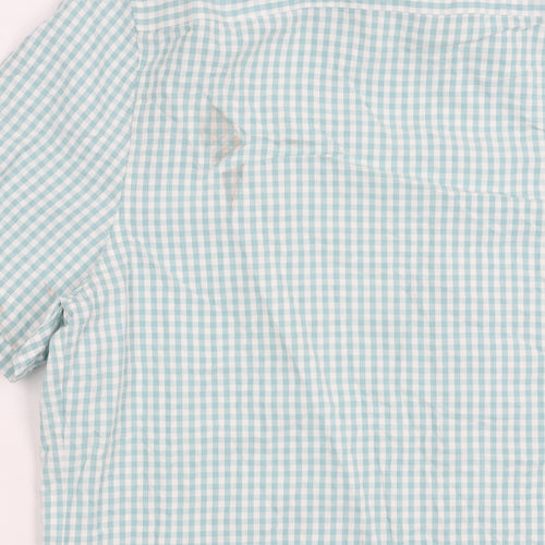 Marks and Spencer Men's Blue Check XL Button-Up Shirt
