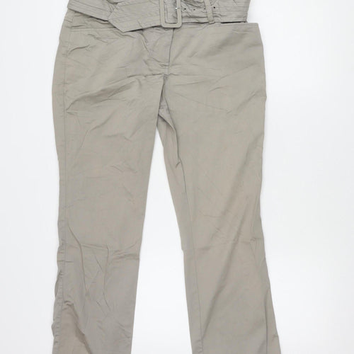 H&M Women's Grey Trousers Size 14 with Buckle