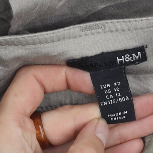 H&M Women's Grey Trousers Size 14 with Buckle