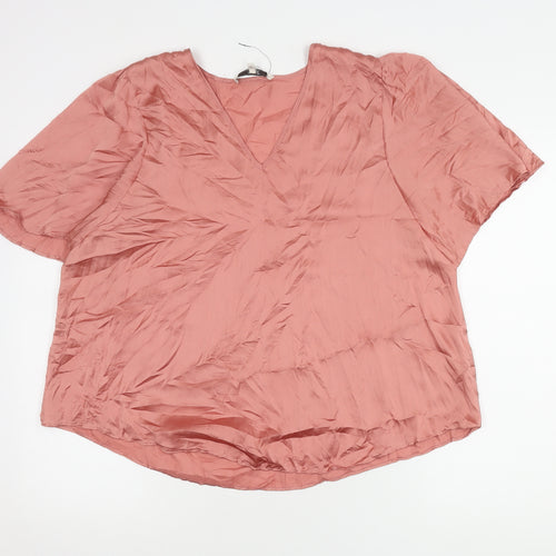 Next Women's Pink V-Neck Blouse, Size 12, Casual Spring Top