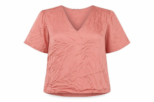 Front view of Next Women's Pink V-Neck Blouse, size 12, Casual Spring Top