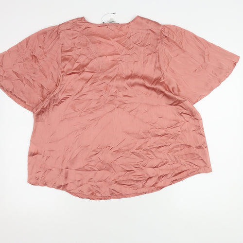 Next Women's Pink V-Neck Blouse, Size 12, Casual Spring Top