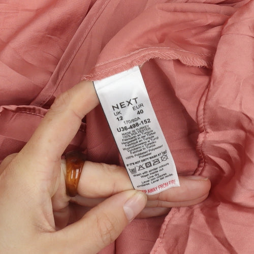 Next Women's Pink V-Neck Blouse, Size 12, Casual Spring Top
