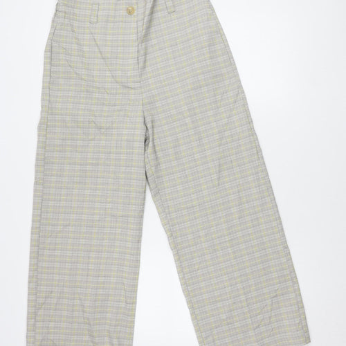 Next Women's Grey Check Wide-Leg Trousers Size 12