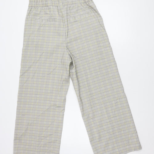 Next Women's Grey Check Wide-Leg Trousers Size 12