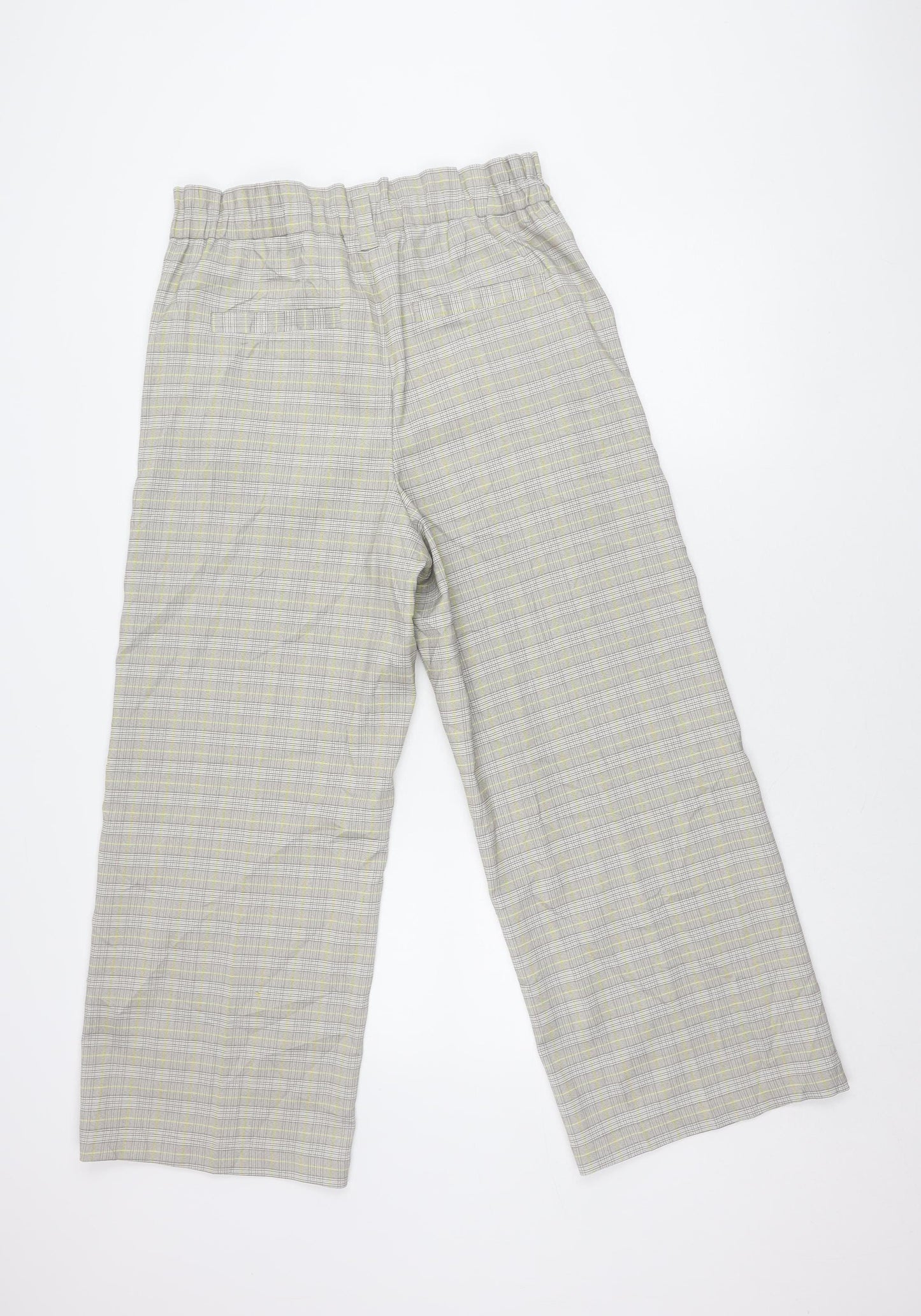 Next Women's Grey Check Wide-Leg Trousers Size 12