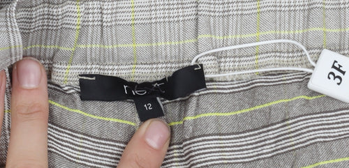 Next Women's Grey Check Wide-Leg Trousers Size 12