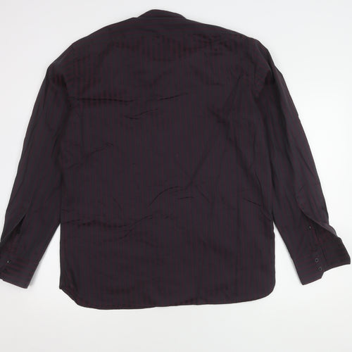 Marks and Spencer Men's Red Striped Button-Up Shirt