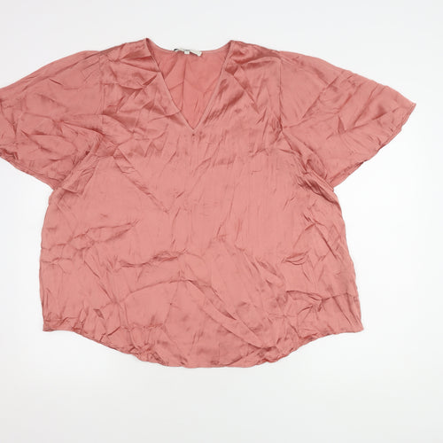 Next Women's Pink V-Neck Top, Size 16, Polyester