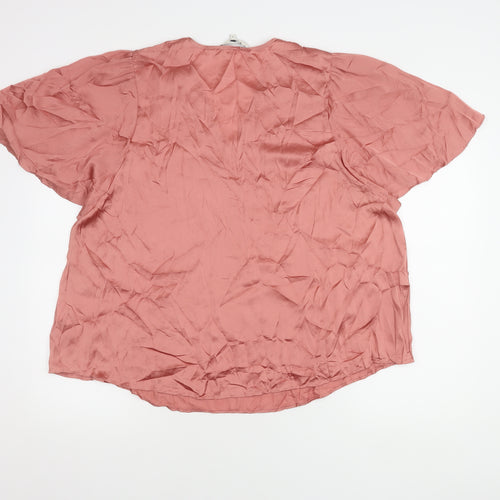 Next Women's Pink V-Neck Top, Size 16, Polyester