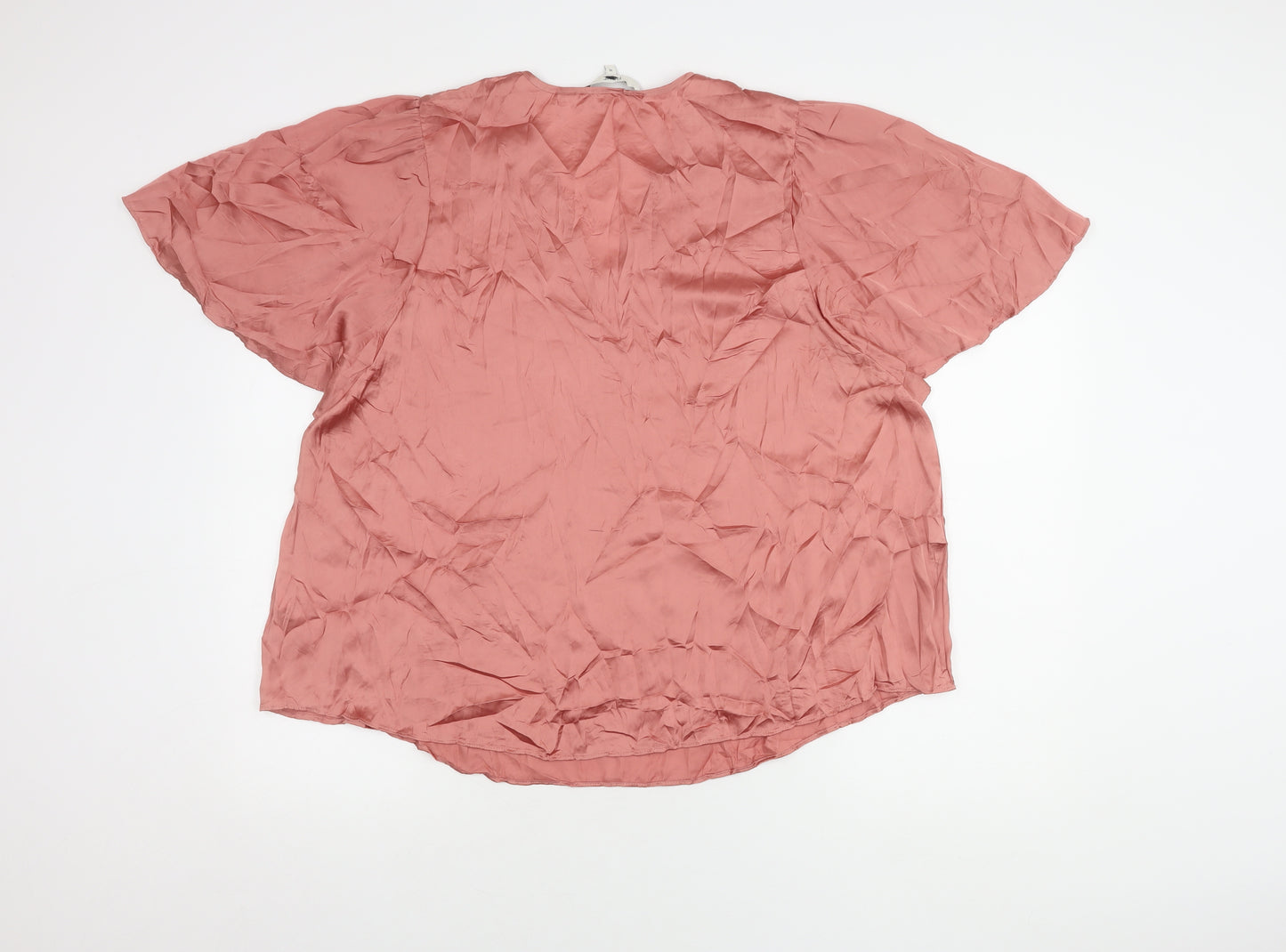 Next Women's Pink V-Neck Top, Size 16, Polyester