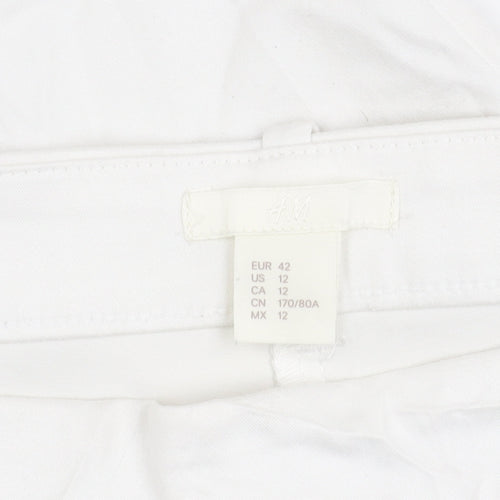 H&M Women's White Trousers, Size 14, Skinny Fit