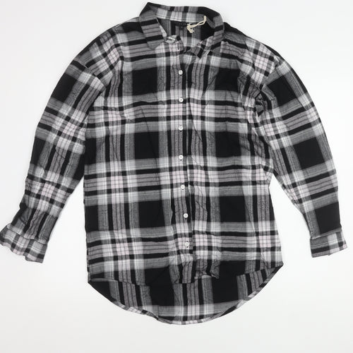 Next Women's Black Check Button-Up Shirt Size 10
