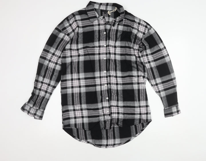 Next Women's Black Check Button-Up Shirt Size 10