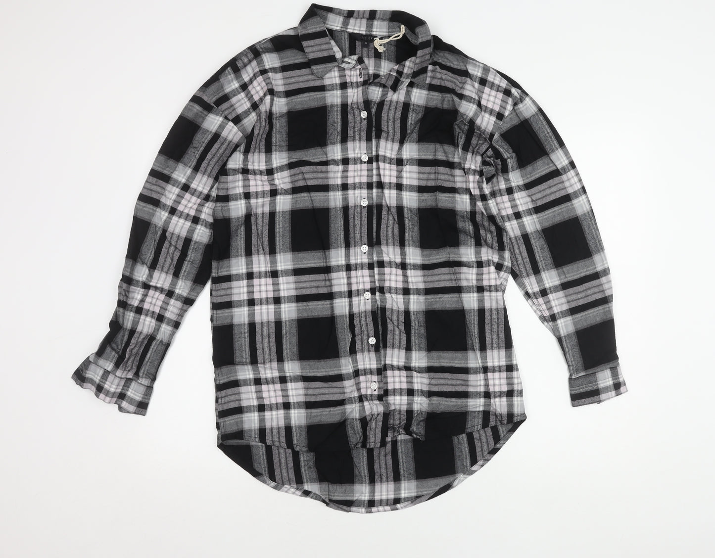 Next Women's Black Check Button-Up Shirt Size 10