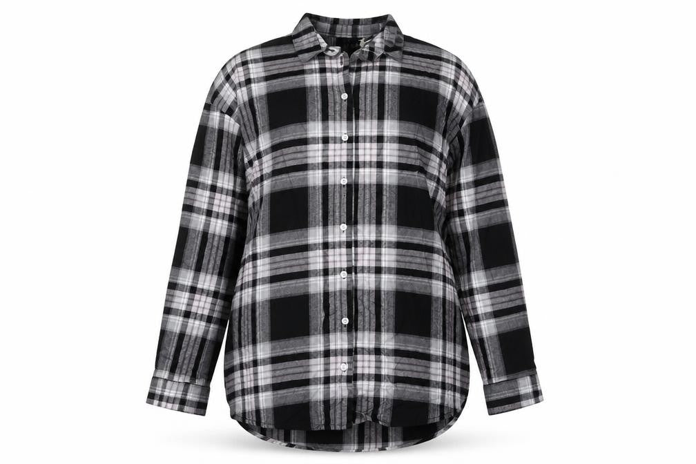 Front view of Next Women's Black Check Button-Up Shirt, size 10
