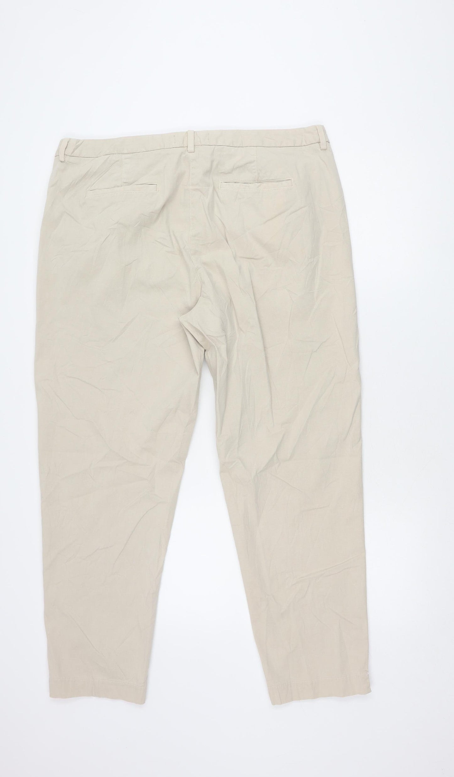 Marks and Spencer Men's Beige Chino Trousers Size 18