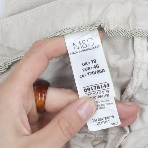 Marks and Spencer Men's Beige Chino Trousers Size 18
