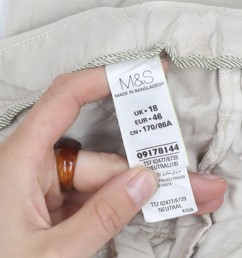 Marks and Spencer Men's Beige Chino Trousers Size 18