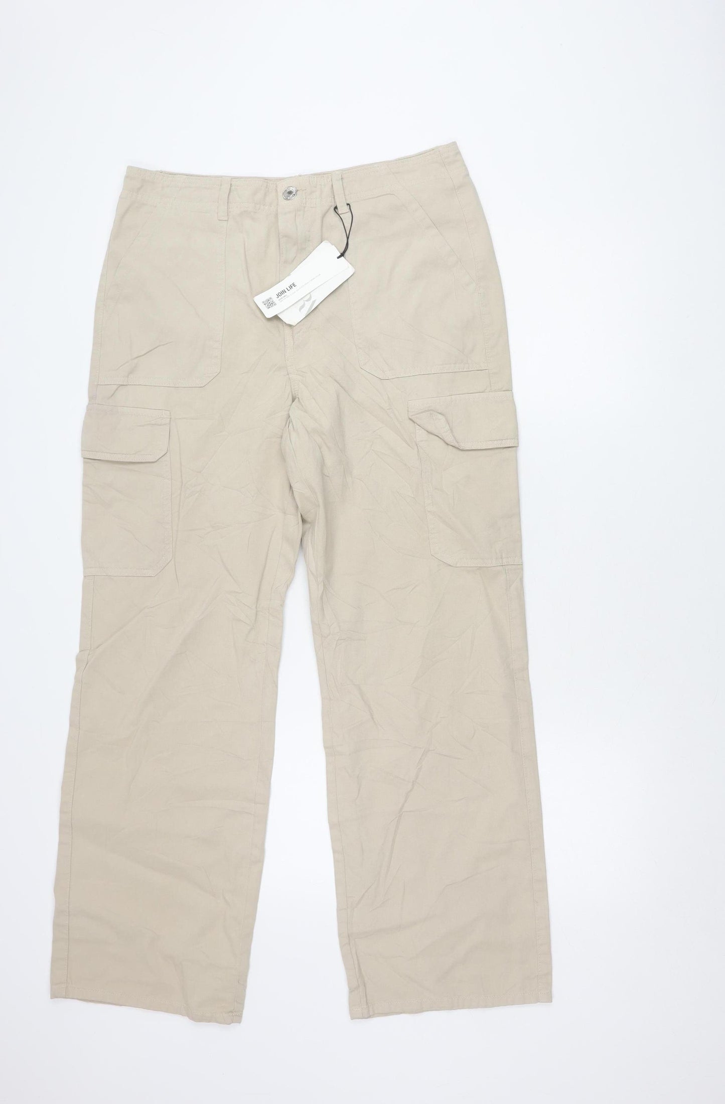 Zara Women's Beige Cargo Trousers Size 14