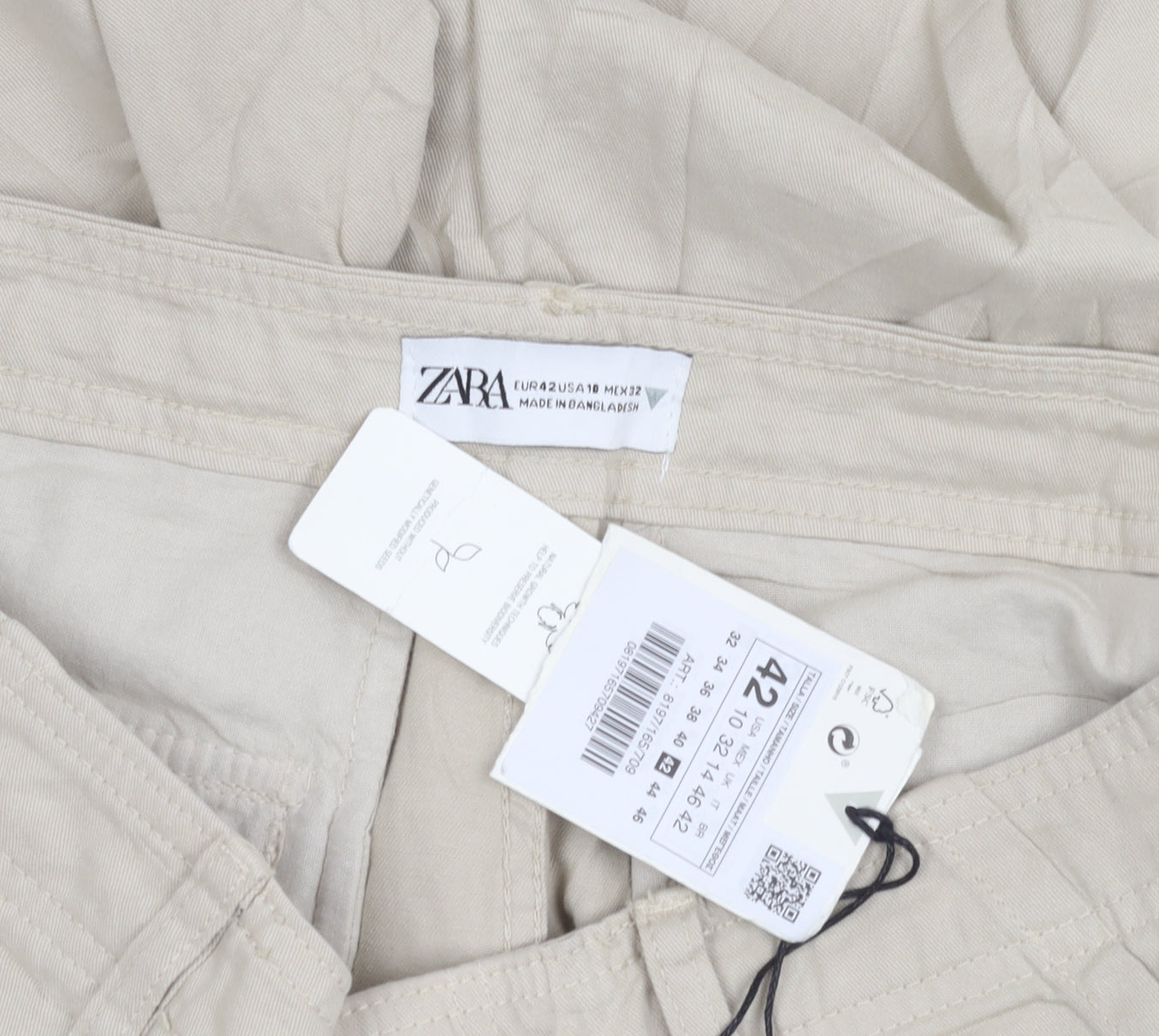 Zara Women's Beige Cargo Trousers Size 14