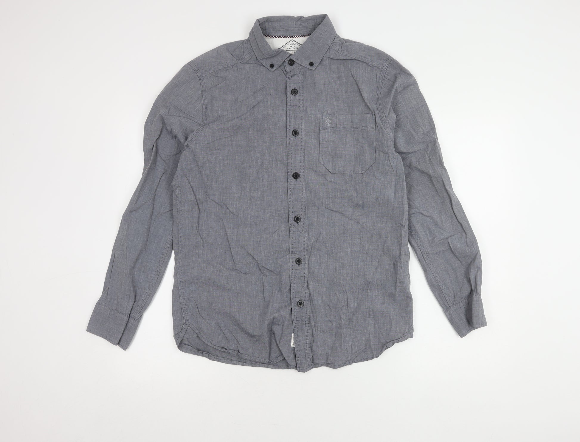 george dress shirts St George By Duffer Men's Grey Medium Long Sleeve Shirt – Preworn