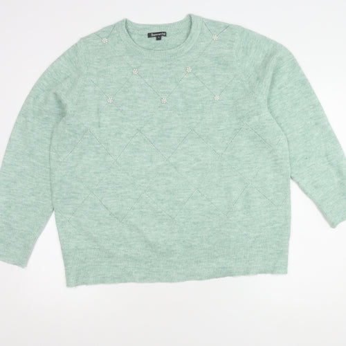 Bonmarché Women's Green Pullover, Size 20, Beaded Accents