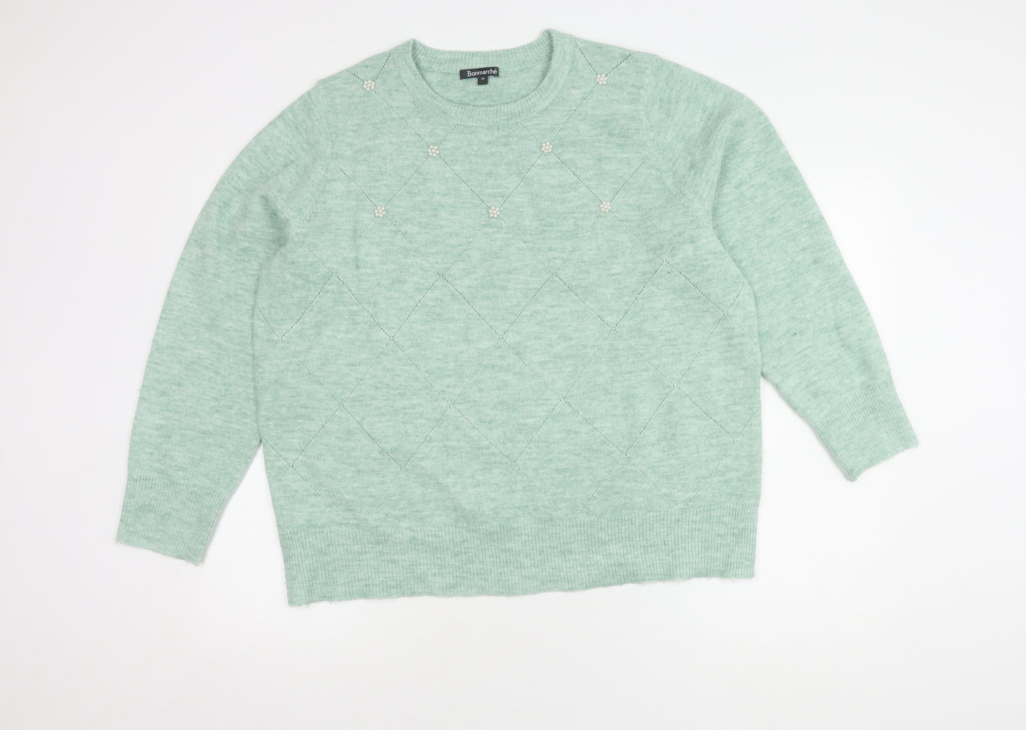 Bonmarché Women's Green Pullover, Size 20, Beaded Accents