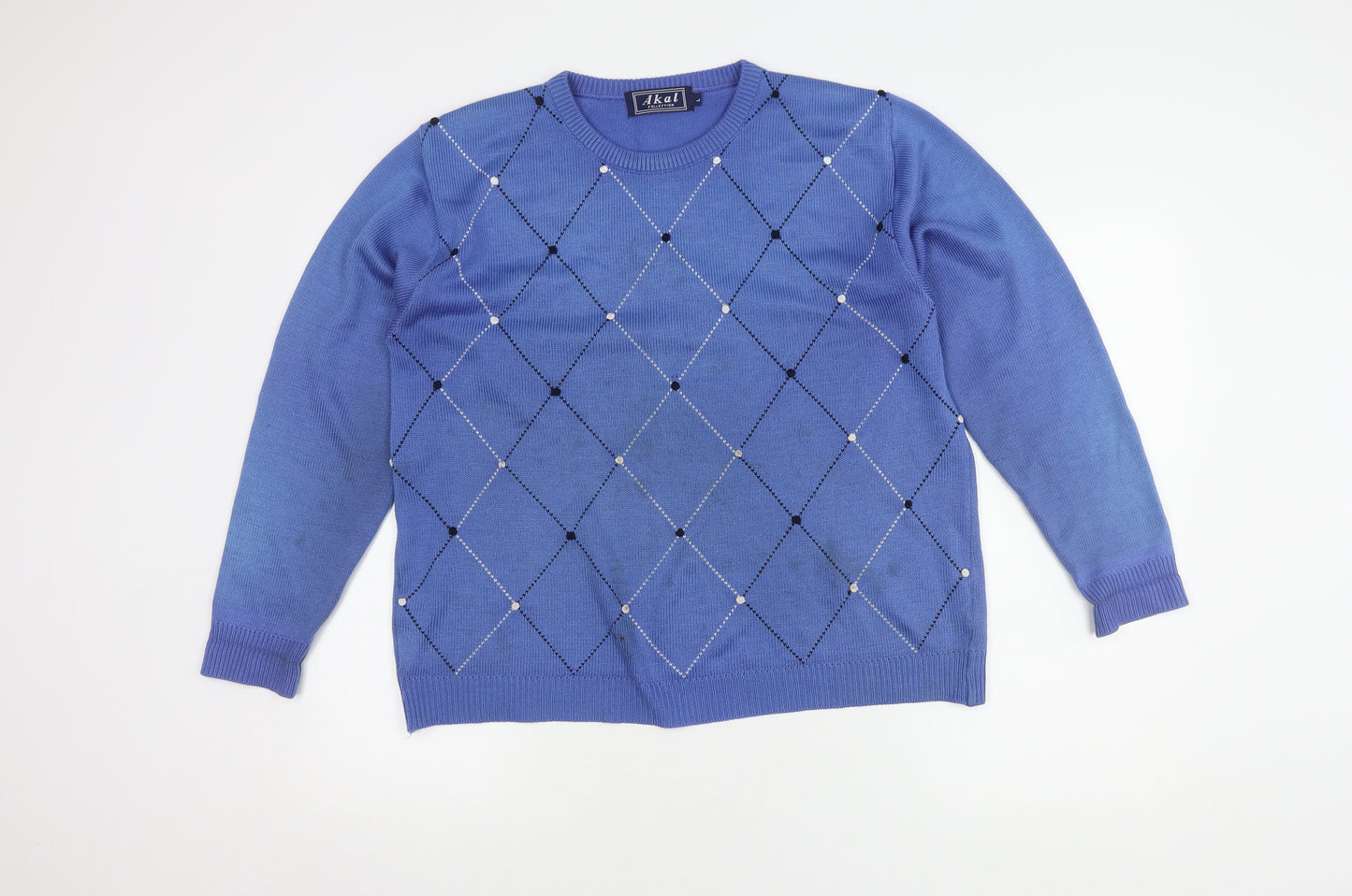 Akal Collection Blue Argyle Women's Pullover Jumper L