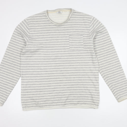 Next Women's Grey Striped Cotton Jumper, L