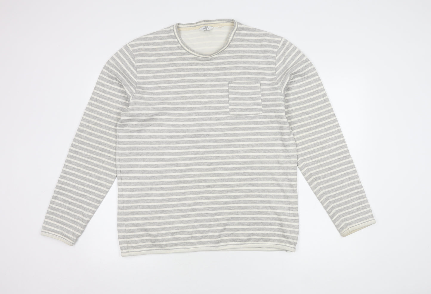 Next Women's Grey Striped Cotton Jumper, L