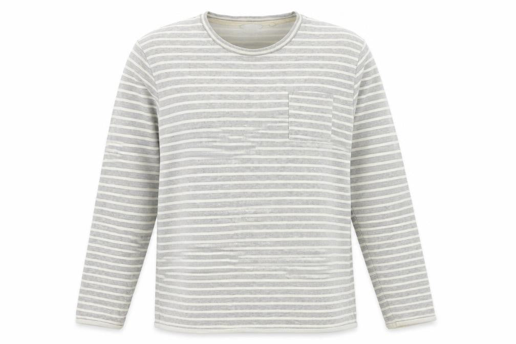 Front view of Next Women's Grey Striped Cotton Jumper, L