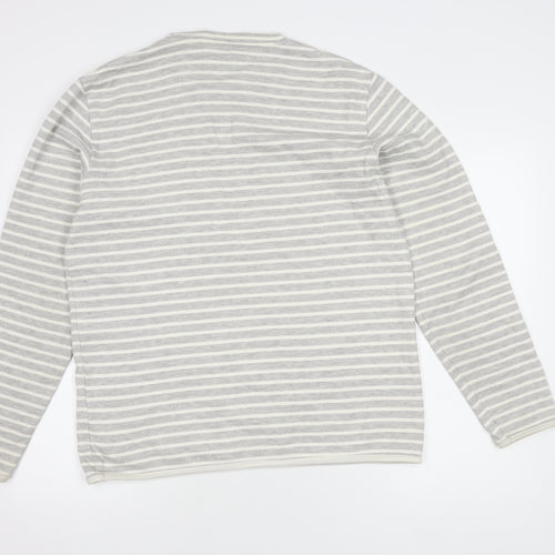 Next Women's Grey Striped Cotton Jumper, L