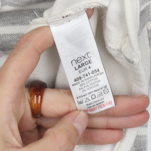 Next Women's Grey Striped Cotton Jumper, L